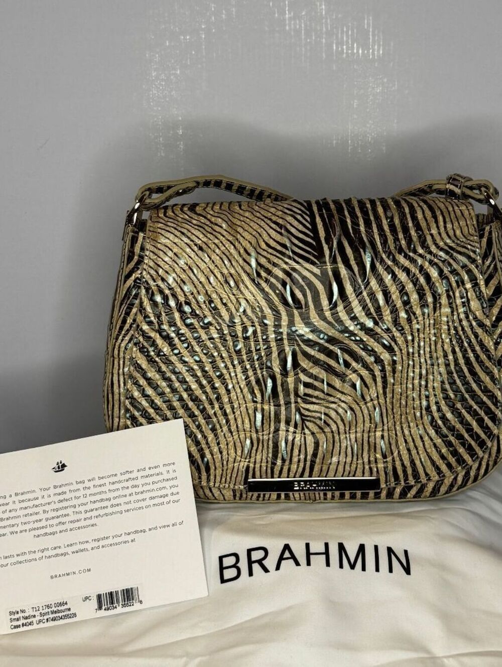 Brahmin Small Nadine Spirit Melbourne Iridescent Zebra Croc Bag Like New w/Bag